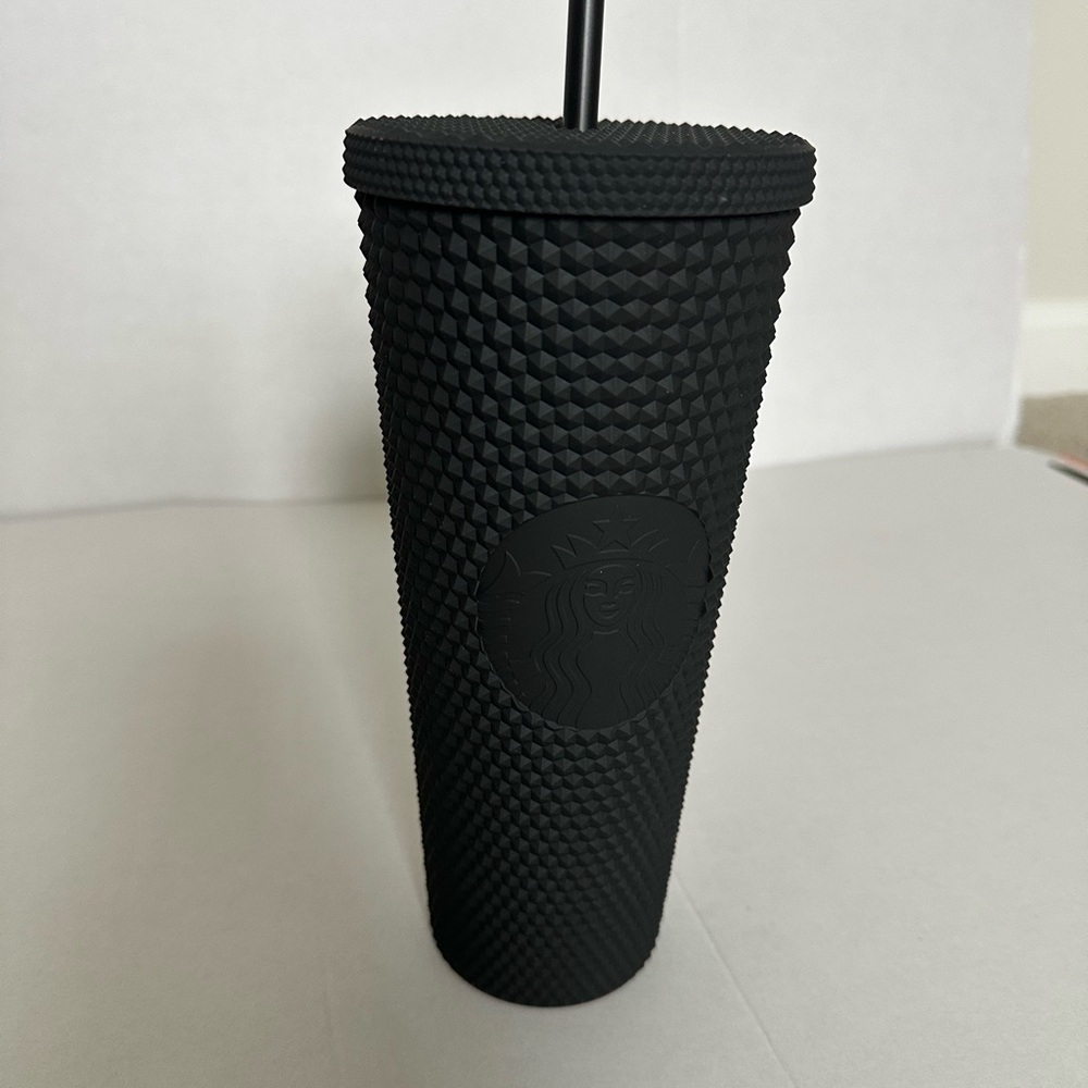 Starbucks Matte Black Textured Studded Tumbler with Straw